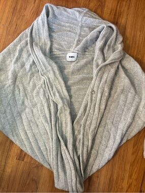 Light Gray Ribbed Open bubble Cardigan Sweater